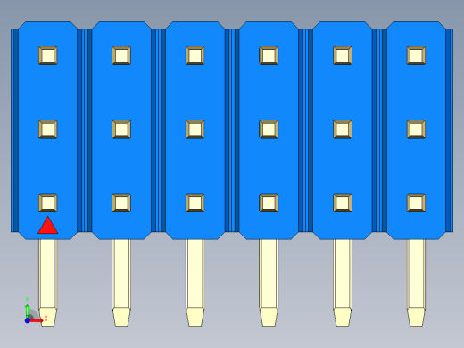 彩色公排针 100mil 2.54mm 系列-DS1022_blue_3x06p_100mil_TypeD_rev1.0前视缩略图