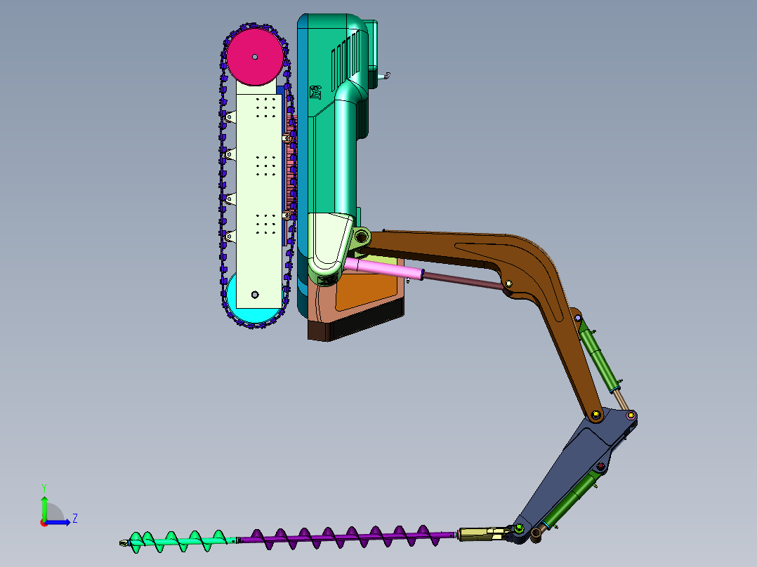 挖改螺旋钻机左视图