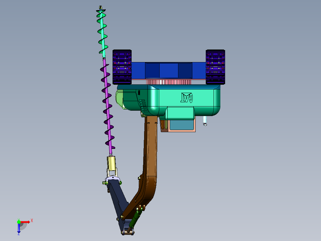 挖改螺旋钻机俯视图