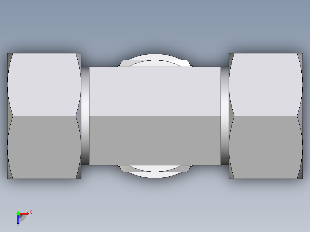 卡套式工业通用硬管接头EO_Adjustable_locknut_branch_tee_TEE25ZSRCF俯视图