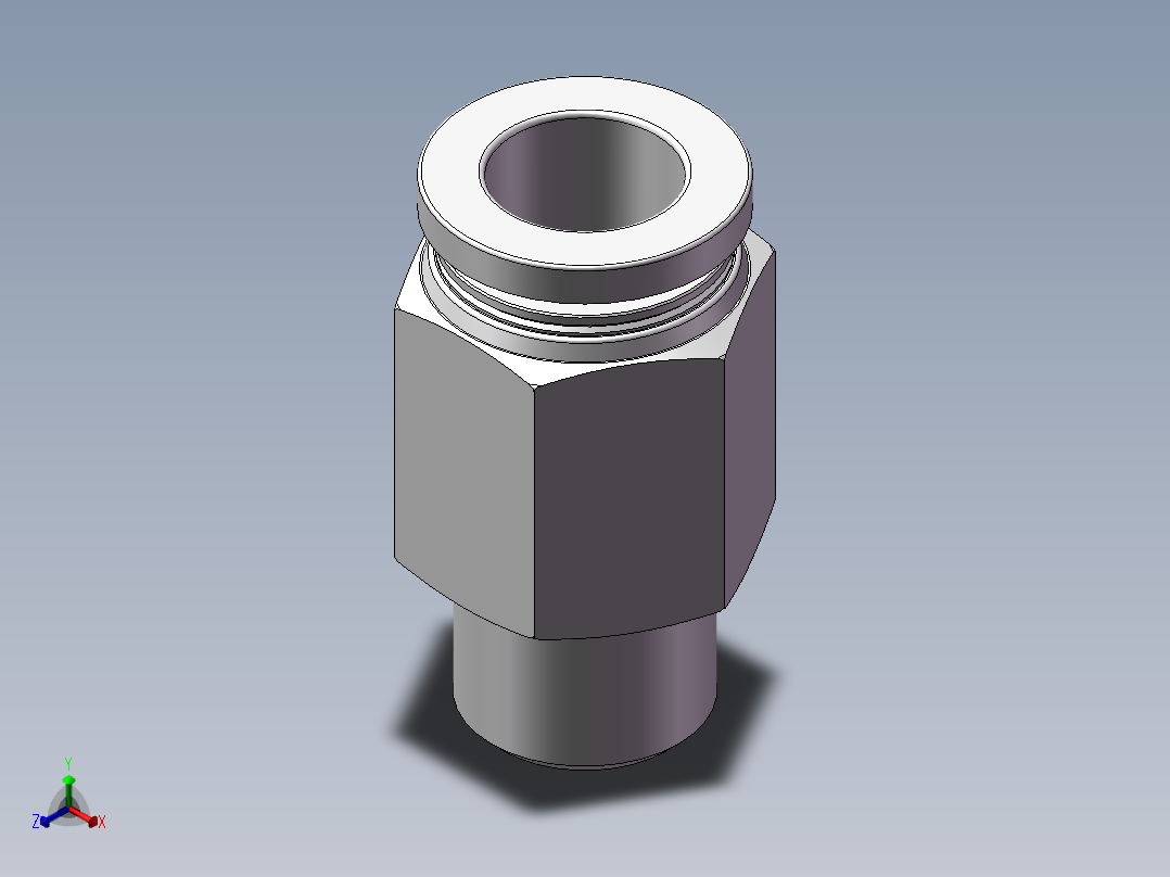 螺纹直通APC10-02（2分10厘）正等轴测图