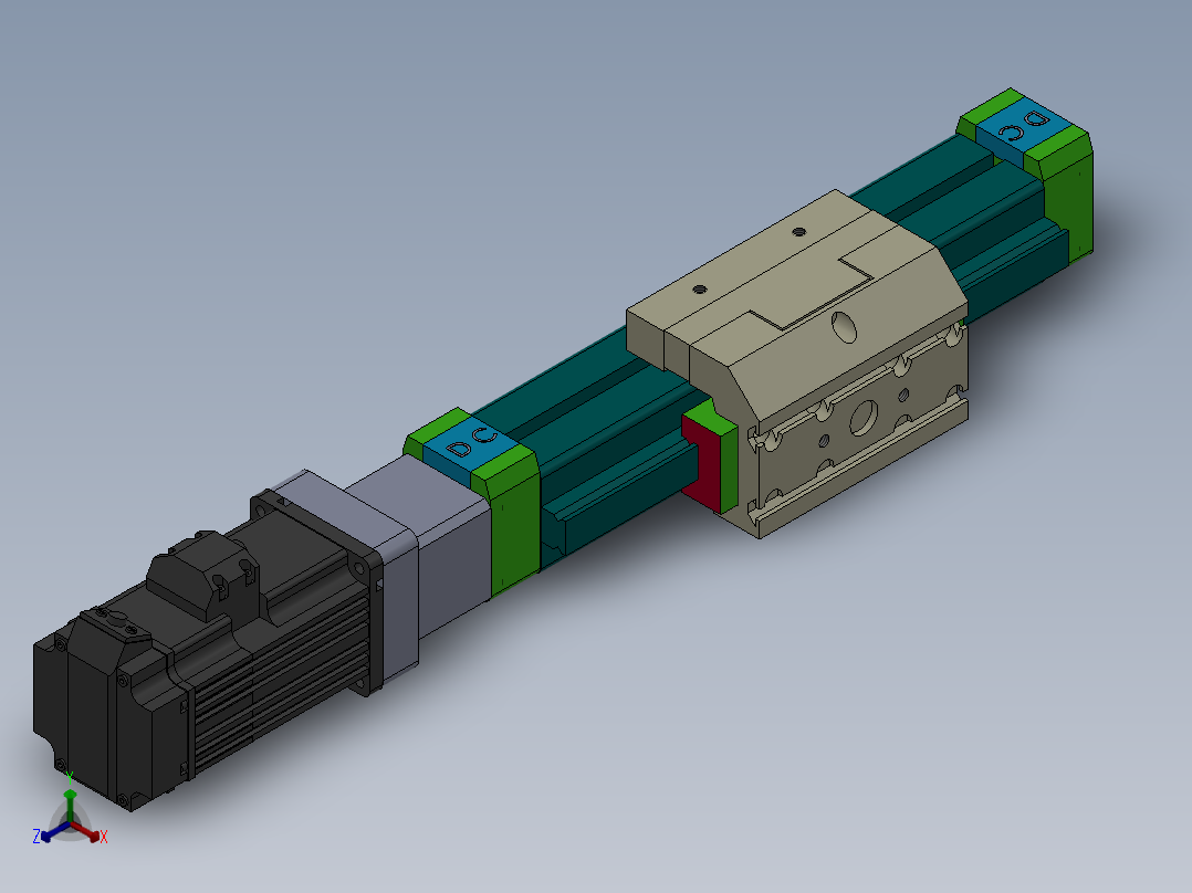 丝杆式模组DC45-SP-EG（100-1000mm）正等轴测图