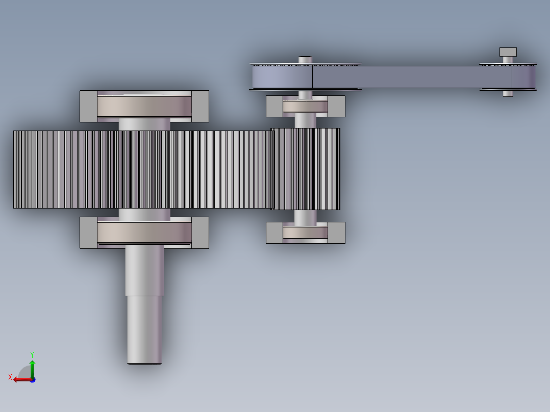 齿轮啮合传动后视图