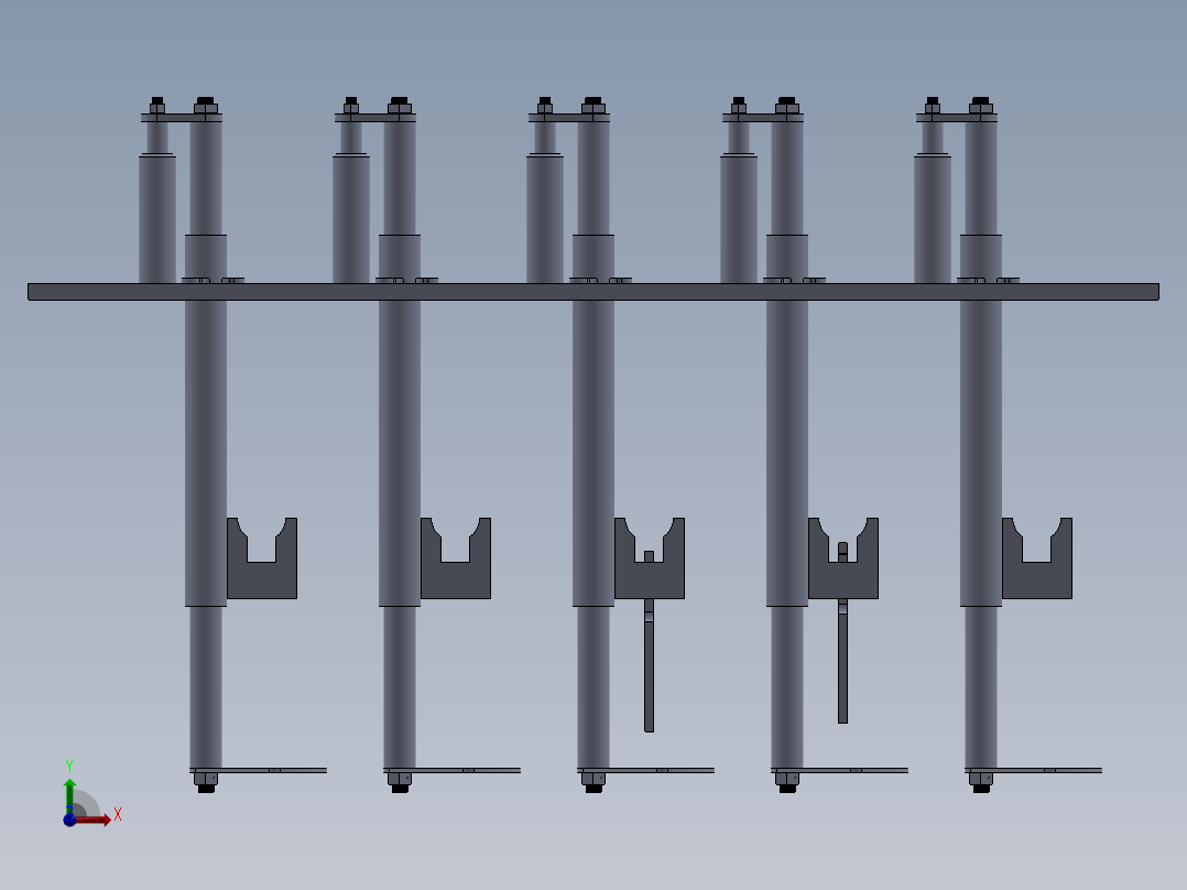 工件镀锌挂组前视图