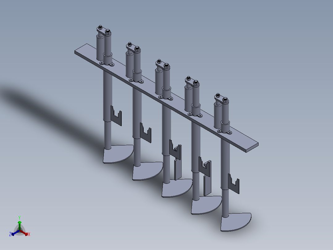 工件镀锌挂组正等轴测图