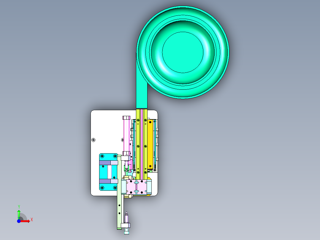 U型橡胶垫片自动化排料与取料设计前视图