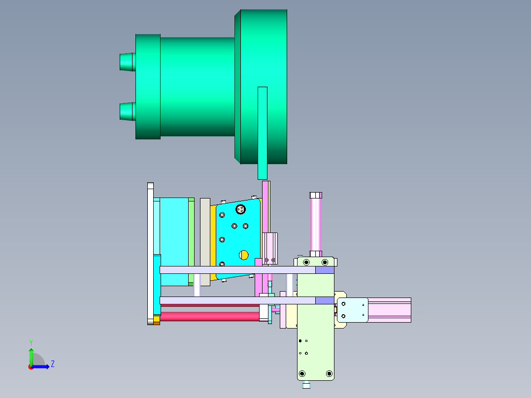 U型橡胶垫片自动化排料与取料设计左视图