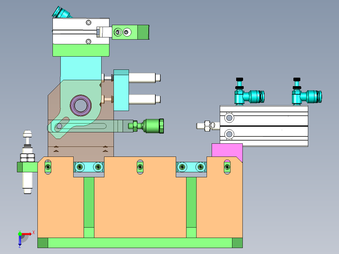 90度抓取放料移栽机构俯视图