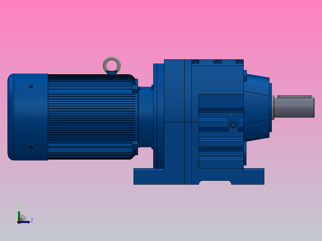 R47底脚轴伸式安装斜齿轮减速机R47-Y0.18-4P-76.23-M1-0°左视图