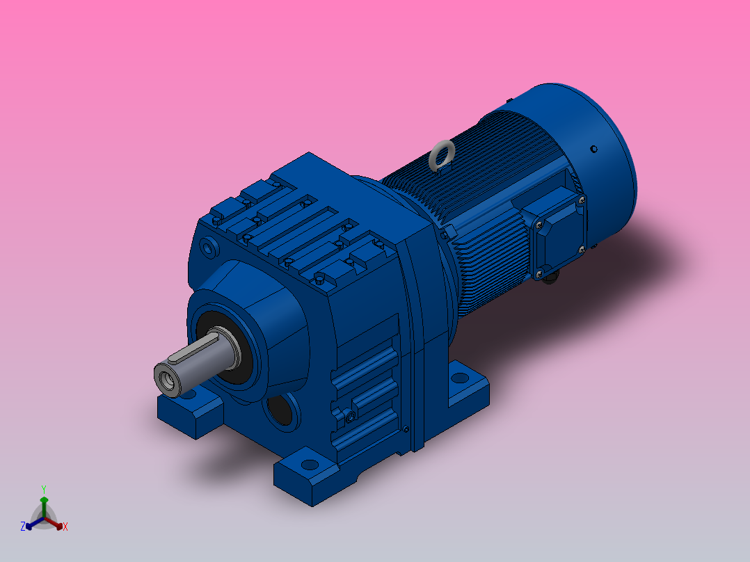 R47底脚轴伸式安装斜齿轮减速机R47-Y0.18-4P-76.23-M1-0°正等轴测图