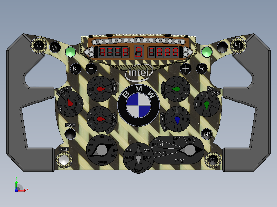 solidworks F1赛车方向盘前视图