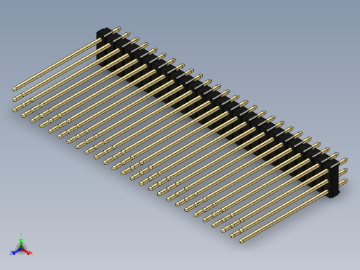 彩色公头100mil（2.54mm）系列-DS1021_black_3x26p_100mil_Type43_rev1.0正等轴测缩略图