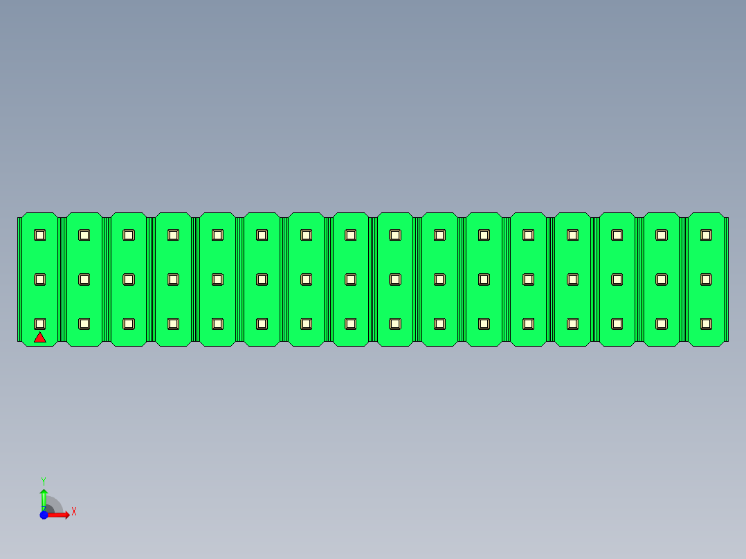 彩色公头100mil（2.54mm）系列-DS1021_green_3x16p_100mil_Type19_rev1.0前视图