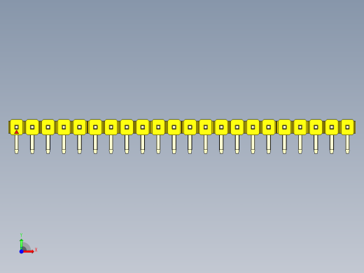 彩色公排针 100mil 2.54mm 系列-DS1022_yellow_1x22p_100mil_TypeD_rev1.0前视缩略图