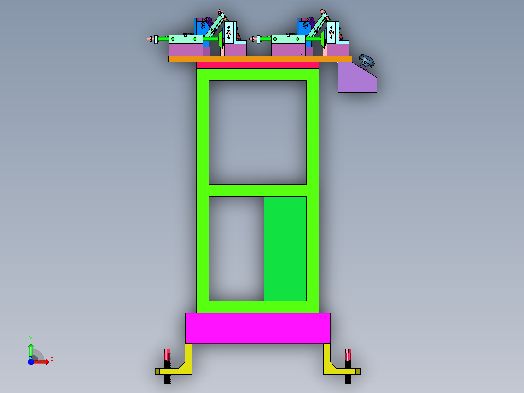 油烟机不锈钢长油盒定位夹具前视图