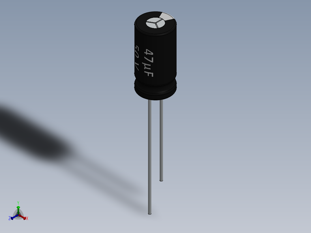 电容器 二极管 电阻器-Capacitor 47uF-50V正等轴测图