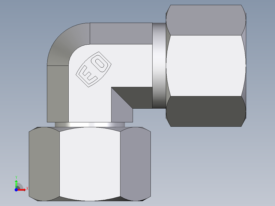 卡套式工业通用硬管接头EO_Swivel_nut_elbow_EW14SCF前视图