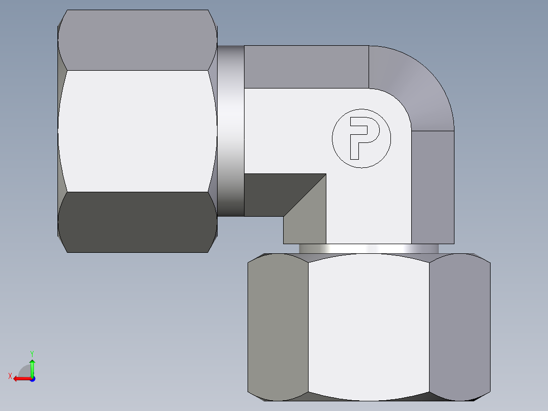 卡套式工业通用硬管接头EO_Swivel_nut_elbow_EW14SCF后视图