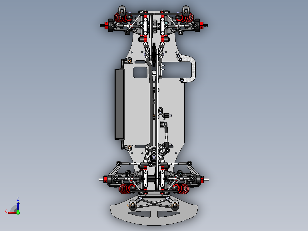 减震器差速器3d图纸 汽车减震缓冲器sw设计 底盘组件减震差速器3d俯视图
