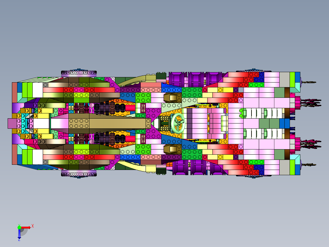 复仇火箭蝙蝠车积木俯视图