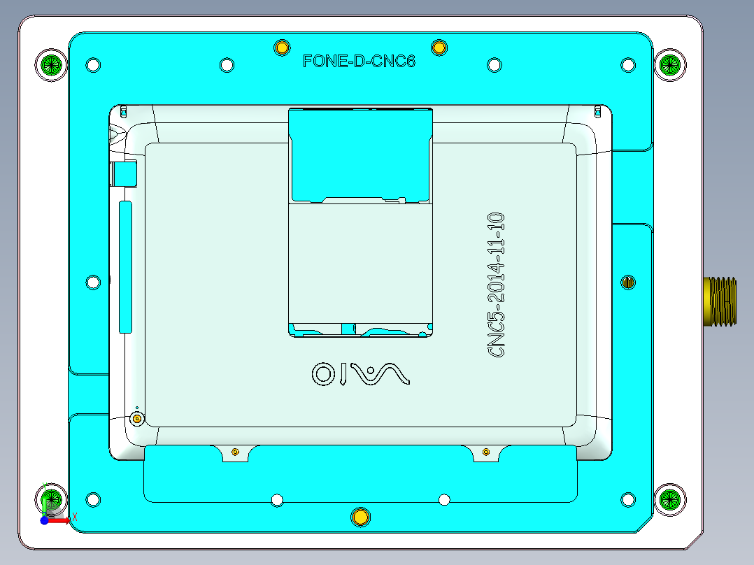 FONE-D笔记本CNC工装夹具三维模型-CNC6-1114前视图