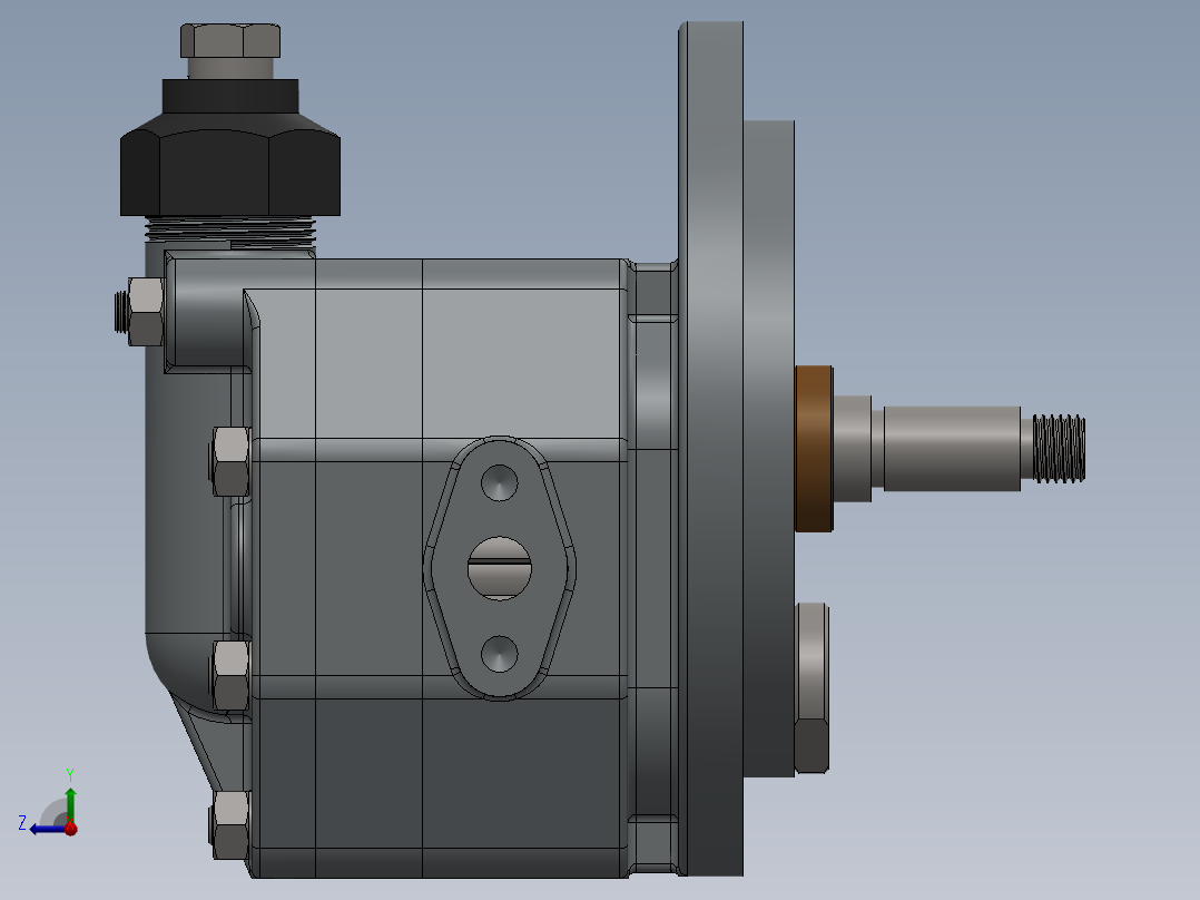 带溢流阀的外啮合齿轮泵sw20可编辑右视图