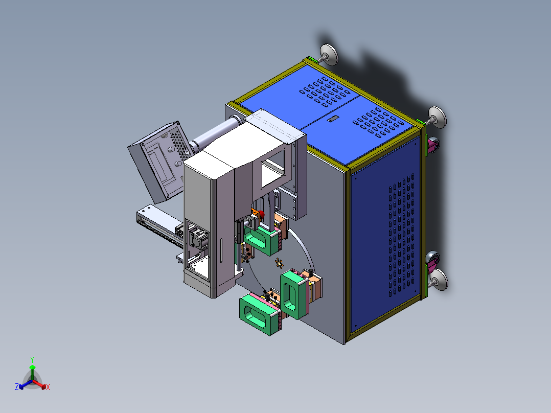 四工位转盘移印机sw20可编辑正等轴测图