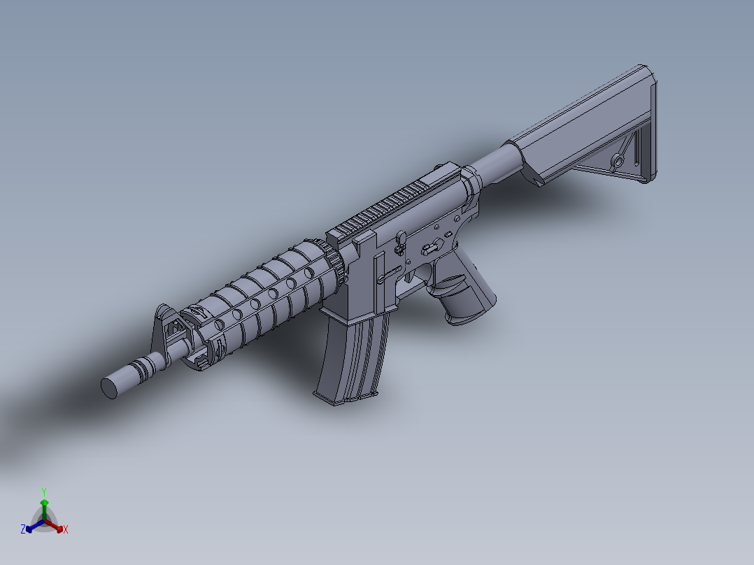 M4A4冲锋枪正等轴测图