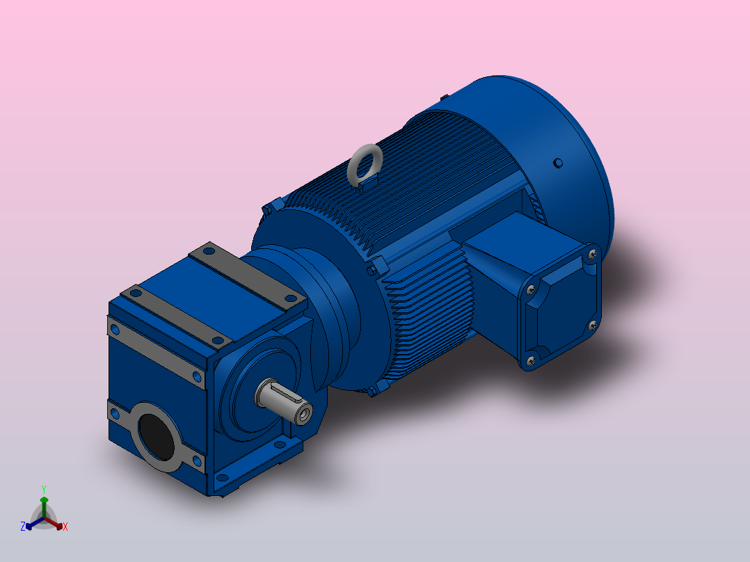 S37底脚轴伸式安装斜齿-蜗轮蜗杆减速机S37-Y0.75-4P-10.27-M1-0°-A主视图