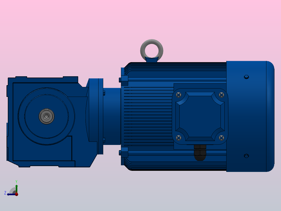 S37底脚轴伸式安装斜齿-蜗轮蜗杆减速机S37-Y0.75-4P-10.27-M1-0°-A右视图
