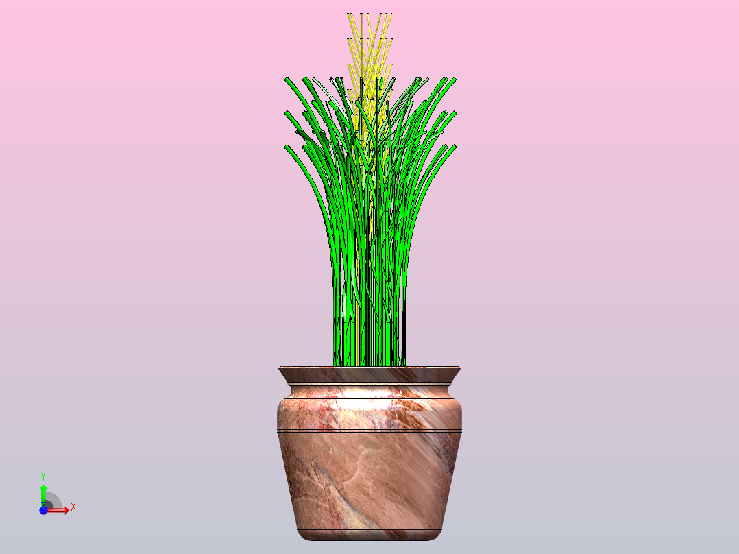 高草盆栽植物前视图