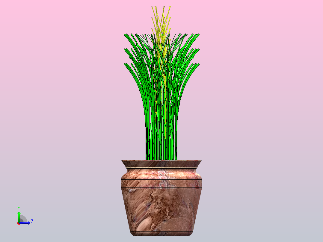 高草盆栽植物左视图