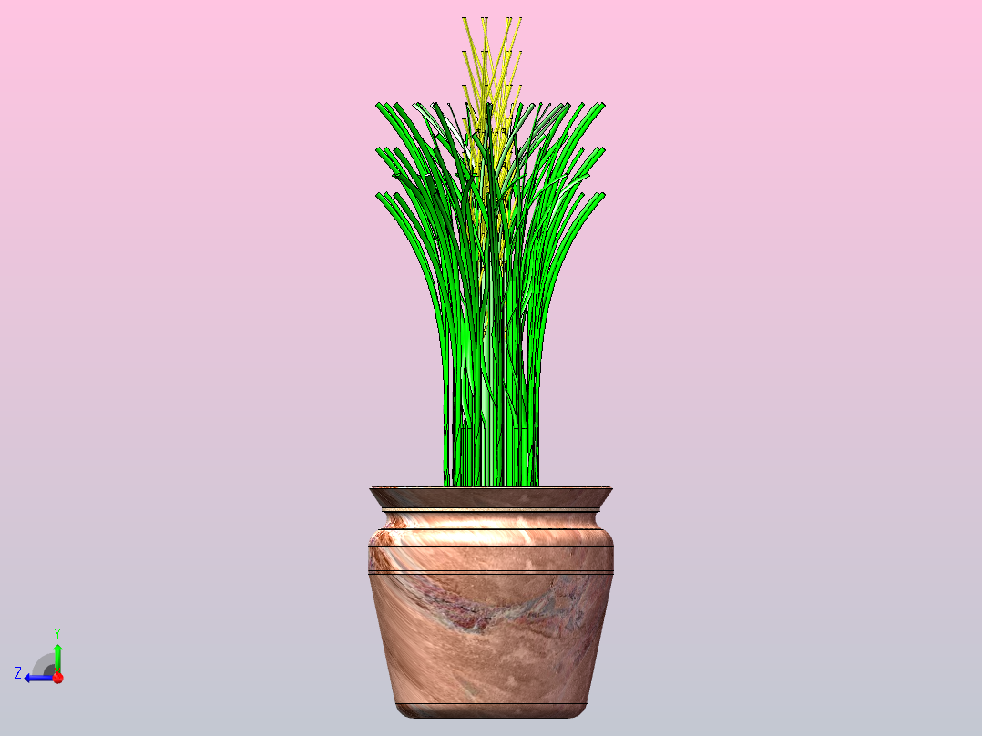 高草盆栽植物右视图