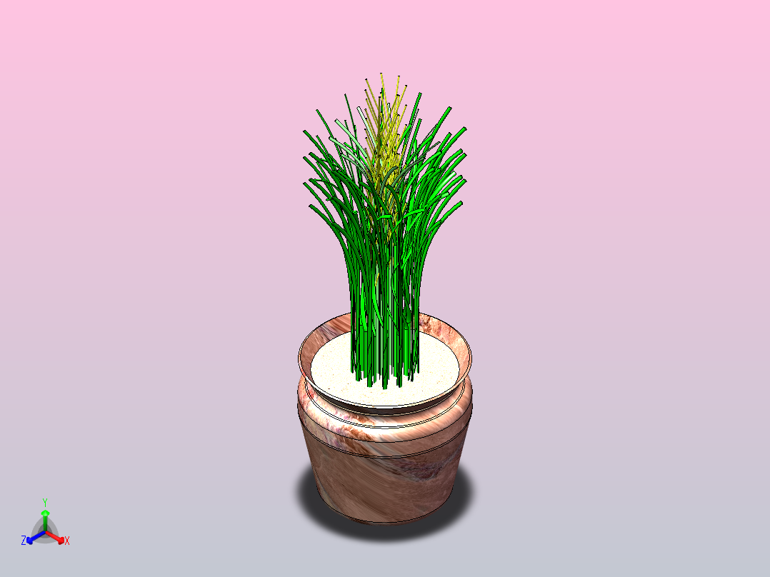 高草盆栽植物正等轴测图