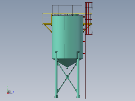 3.3×8.8m反应塔模型左视缩略图