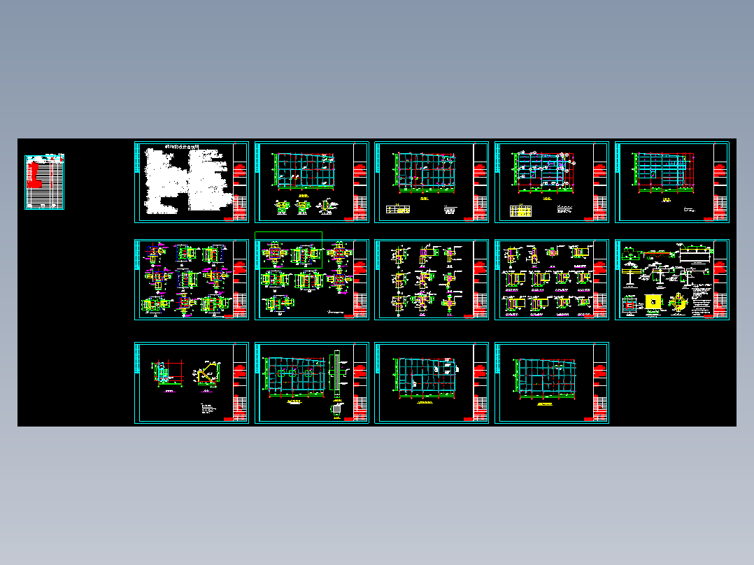 餐厅夹层钢平台结构施工图CAD图纸