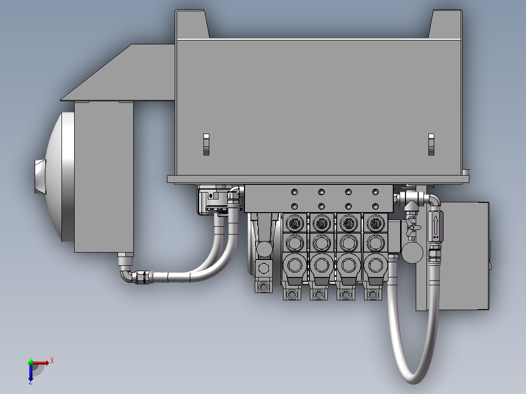 7.5KW220L液压站3D图纸 E185俯视图