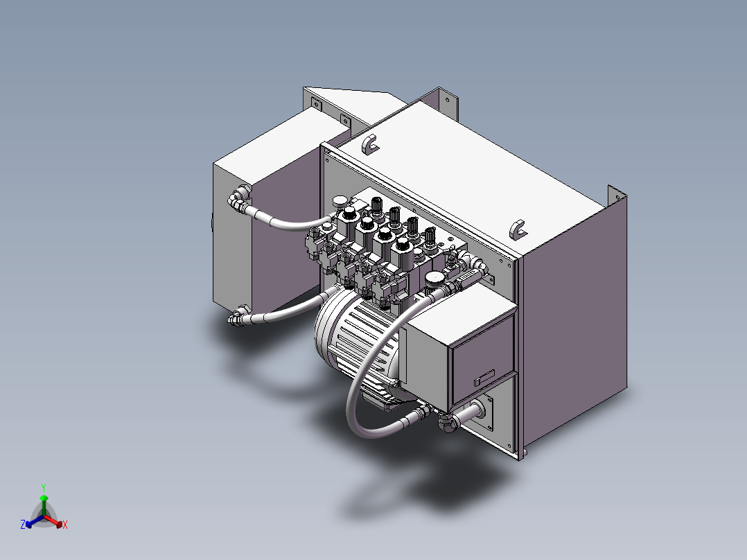 7.5KW220L液压站3D图纸 E185正等轴测图
