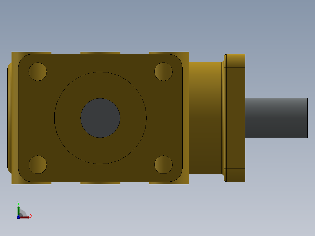 机械90度齿轮传动前视图