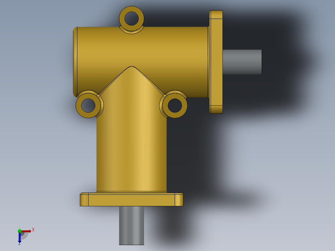 机械90度齿轮传动俯视图