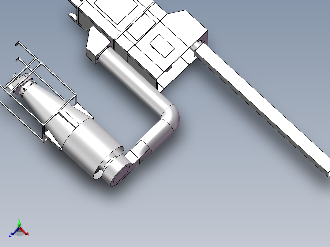 大旋风除尘系统 3D模型 非标自动化设备3D图纸3D模型