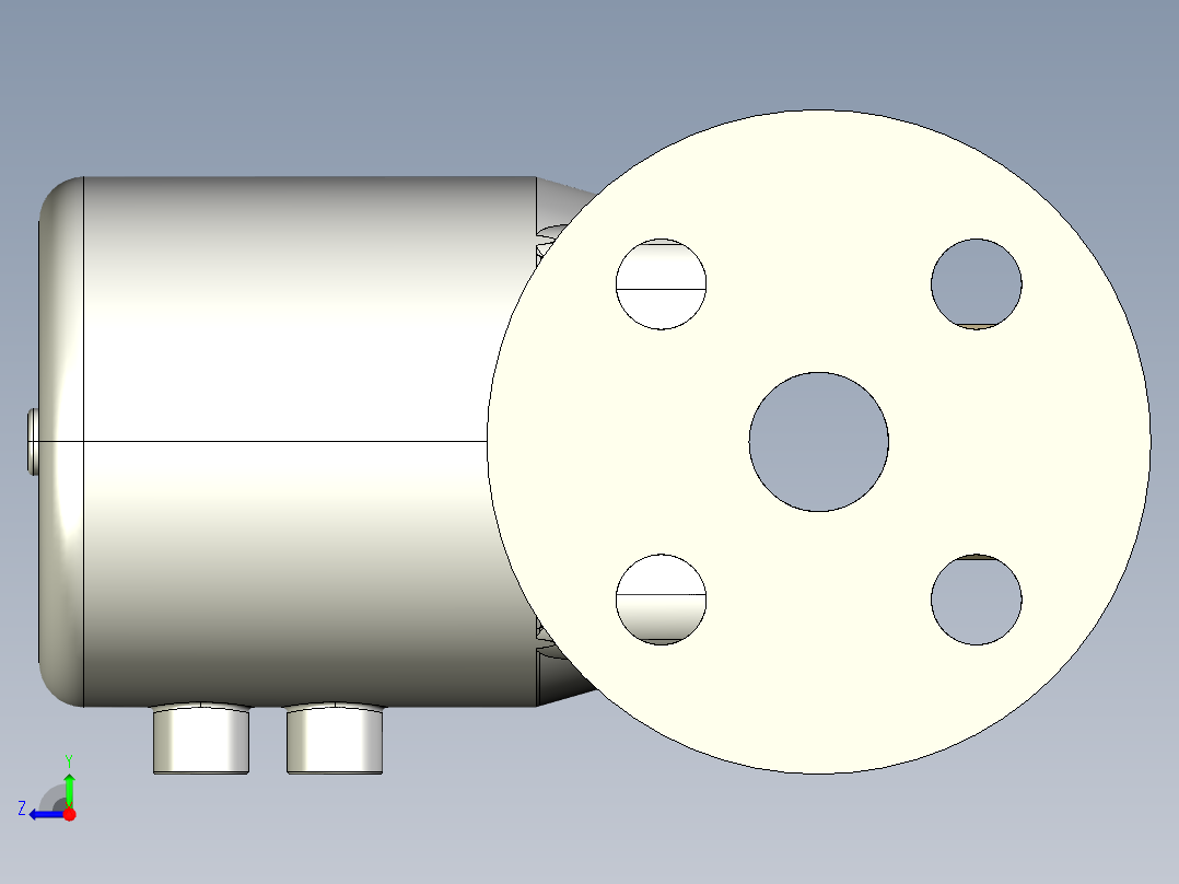 12DKPOAMCP DA 气动隔膜阀双作用与固定法兰，钻孔ANSI B16.5条款150 FF。面对面根据EN 558-1 PP-H右视图