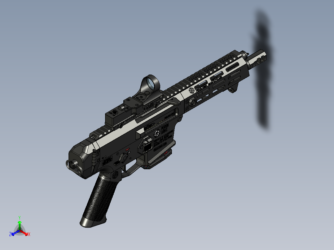 手枪左轮冲锋枪老式狙击步枪设计3D图纸wz-2022-perun-pistol STP主视图