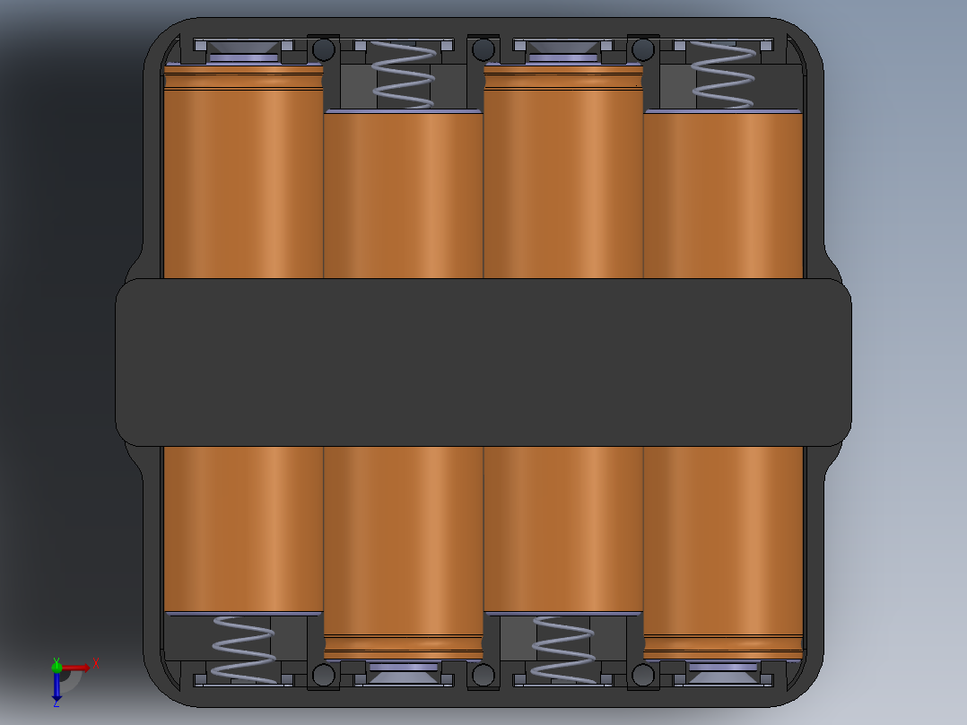 4路NCR18650B电池座俯视图