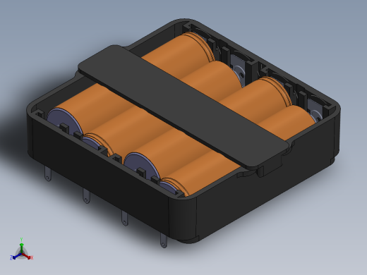 4路NCR18650B电池座正等轴测缩略图