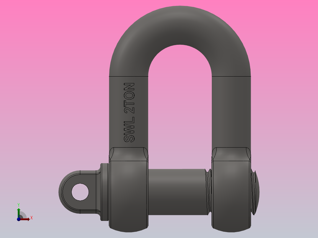 2T D提升卸扣和销前视图