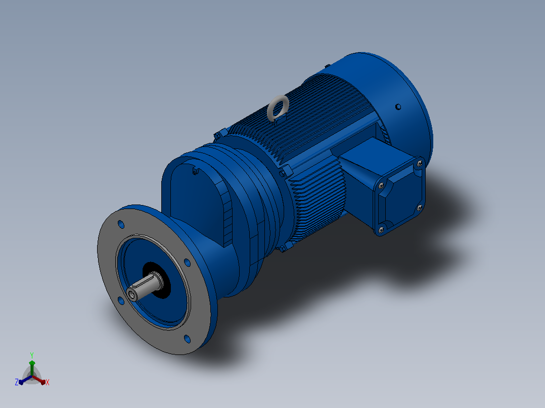 RXF57法兰轴伸式安装斜齿轮减速机RX57-Y0.75-4P-80-M1-0°-Φ200 (1)主视图