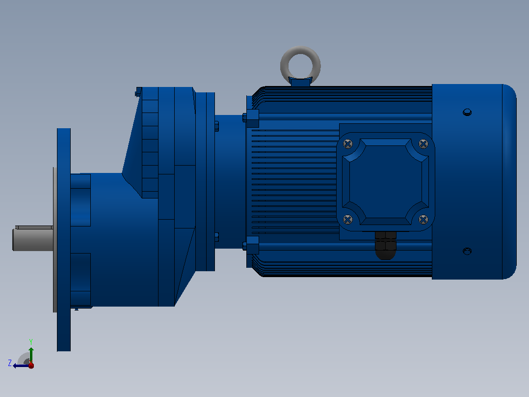 RXF57法兰轴伸式安装斜齿轮减速机RX57-Y0.75-4P-80-M1-0°-Φ200 (1)右视图