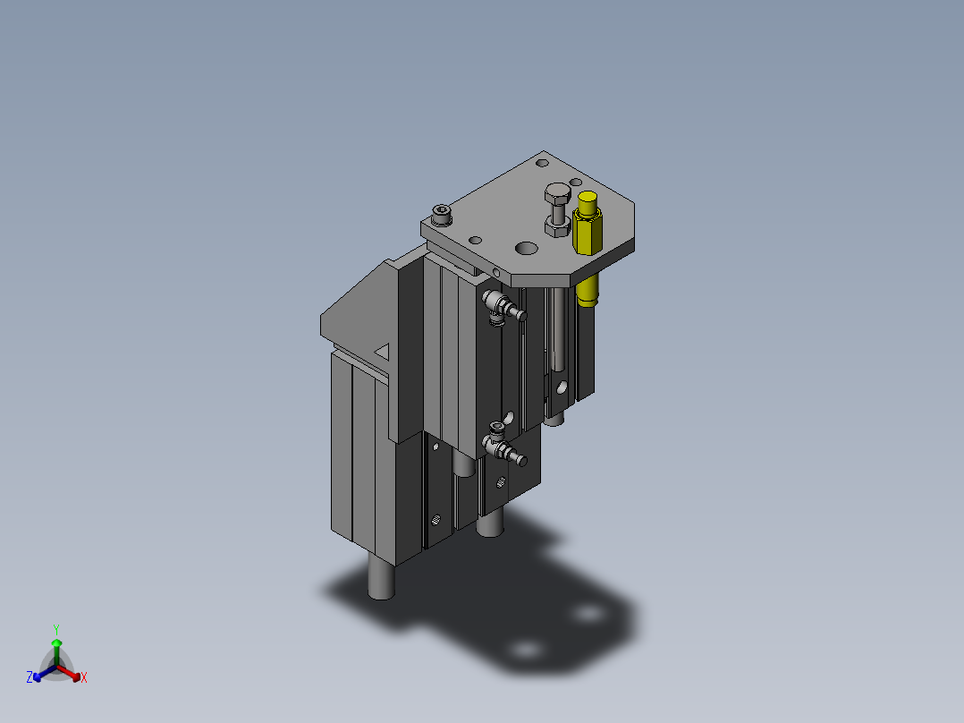 2级行程升降装置正等轴测图