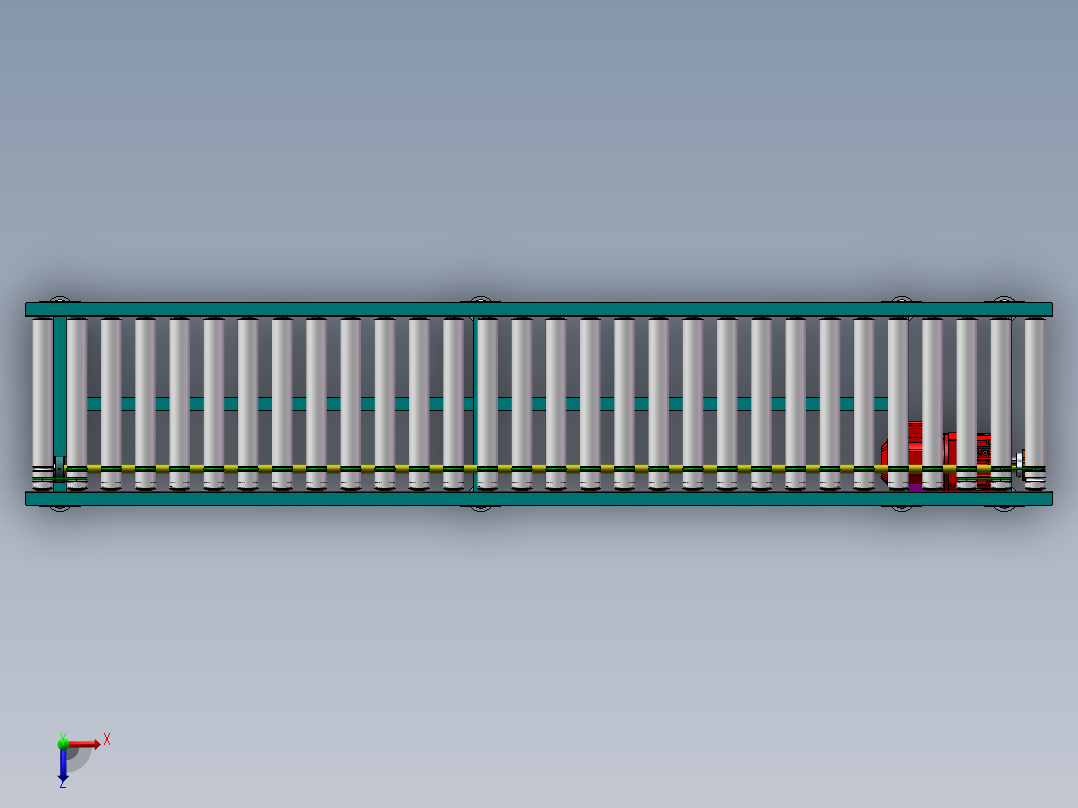 O带滚筒线，O带输送机，O带输送线，输送机 3D图机械设备3D模型俯视图